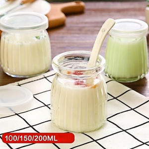 Barattolo in Vetro Creativo e Unico da 100ml 150ml 200ml con Motivo a Righe Verticali per Frappè, Mousse, Yogurt, Dessert, Gelatina e Budino con Coperchio - Product Image 2