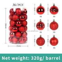 Boule de Noël Décoratif 6CM Baril Tricolore Or Argent Rouge Accessoires Suspendus pour La Maison Arbre & Artisanat