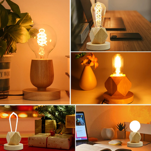 Stellight hình dạng khác nhau hình trụ bằng gỗ Led Bàn đèn E27 gỗ + PC bảng đèn cơ sở chủ vít 220V 1-năm bảo hành sống - Product Image 4