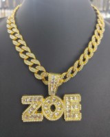 YYN Collier Pendentif Lettre Initiale Personnalisée Nom Capital Chaîne Cubaine Bijoux Hip Hop pour Femmes Hommes
