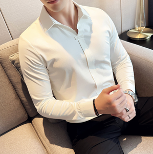 Chemise décontractée d'automne à manches longues anti-bouloches pour hommes, polo classique pour les hauts formels - Product Image 6