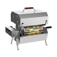 Gril BBQ Rotatif Automatique en Acier Inoxydable, Portable d'Extérieur, Électrique, Cage à Rôtir au Charbon, Usage Commercial et Domestique