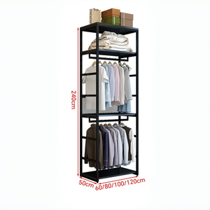 [Version haute] Porte-vêtements en métal, étagère de rangement ouverte, étagère assemblée, étagère sur pied, armoire - Product Image 6