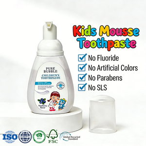 Private Label Custom Fluoride <strong>Free</strong> <strong>SLS</strong> <strong>Free</strong> Kids Mousse <strong>Toothpaste</strong> with Xylitol for Baby Brand Factory Bulk Wholesale - Product Image 1