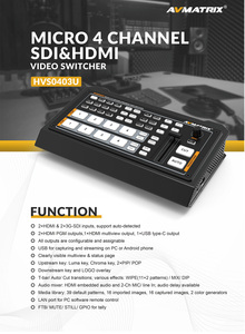 AVMATRIX — commutateur vidéo hv0403u, <span class=keywords><strong>Micro</strong></span> 4 canaux, SDI et HDMI, équipement de diffusion, streaming - Product Image 6