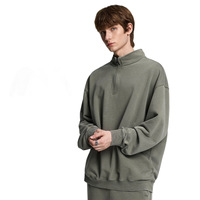Sudadera con capucha de cuello alto y media cremallera para hombre, de algodón liso, holgada, informal, estilo urbano, novedad de otoño, jersey transfronterizo.