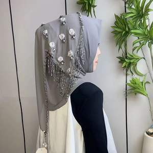 Hiyab para Mujeres Musulmanas, Pañuelo de Cabeza de Verano con Flores y Crochet, con Visera y Flecos, Turbante Moderno, Ropa Islámica para la Cabeza - Product Image 3