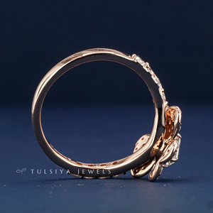 Bague de créateur en or rose fantaisie avec diamants pour femme, en or blanc 14 carats, large bande avec diamants sertis en canal, bijoux de mariée de luxe - Product Image 6