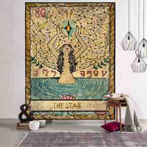 Tapisserie colorée de tarot pour chambre et salon, toile d'astrologie avec soleil, étoiles et lune, décoration murale - Product Image 3