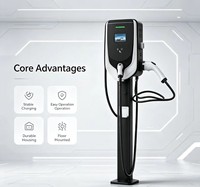 Nueva Estación de Carga para Vehículos Eléctricos de 7kW CA con Interfaz Tesla, 200-220V, Negra, de Suelo (Modelos 7/14/22/44kW), Carga con Tarjeta o Enchufe