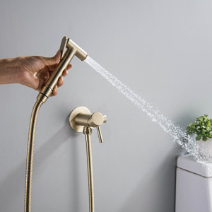 Bidet <b>Spray</b> Gun Wall <b>Mounted</b> Single Hole Brass With Dual Control Valve Easy Installation - Product Image 1