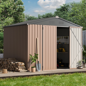 <span class=keywords><strong>Cobertizo</strong></span> de almacenamiento de metal para exteriores de 8*6 pies con 2 puertas con bisagras ensambladas fácilmente para patios traseros y <span class=keywords><strong>cobertizo</strong></span> de jardín - Product Image 1