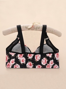 Bulk Wholesale Rose Floral Print Front Closure Bralette Comfort Soft Support Wireless Plus <strong>Size</strong> Push up <strong>Bra</strong> for Women Big Chest - Product Image 6