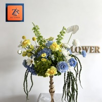 Centre de table en fleurs artificielles en soie, pêche, orange, pivoine, rose, calla, arrangement floral, décoration de table pour mariage, banquet, événement