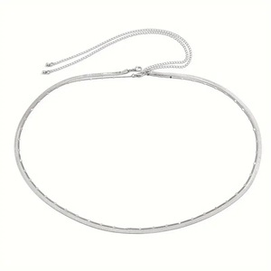 Chaîne en métal à maillons serpent superposés et chaîne gourmette |   Ceinture chaîne minimaliste réglable |   Bijoux de corps tendance pour femmes - Product Image 1