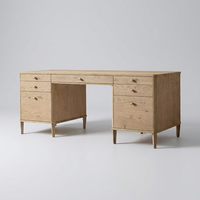 Mesa de Estudio Portátil de Estilo Francés Moderno con 7 Cajones, Escritorio de Madera Sólida para Oficina, Computadora y Hogar