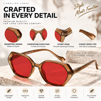 Lunettes Rétro Géométriques Anti-Lumière Bleue avec Verres Rouges Ambrés pour Femmes, Idéales pour la Lecture sur Écran et l'Ordinateur, Personnalisables OEM