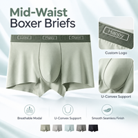 Sous-vêtements pour hommes en modal extensible, taille mi-haute, sans couture, doux et confortables, pour usage quotidien et décontracté, stock usine, vente en gros
