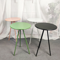 Small Accent Sofa Side Table Round End Table Coffee Table with 3 Metal Iron Legs for Living Room