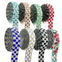 Pita berlian imitasi berperekat kualitas tinggi 4*4 pita berlian kaca aksesori sepatu Strip Dekorasi Kristal