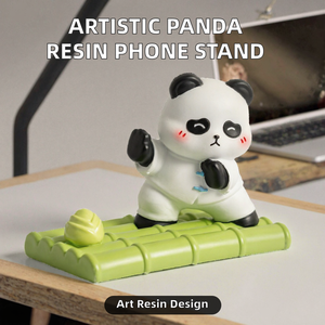 Creative Modern Artistic Panda Resin Sculpted Phone <b>Tablet</b> <b>Stand</b>-Fashion Trend Cartoon Lazy Person's Cool Desktop Collectible - Product Image 2