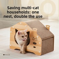 Maison pour chat en carton durable et griffoir intégré avec nid, résistant aux griffures, sans perte de fibres, utilisable toute l'année