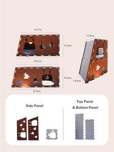 บ้านแมว 2 ชั้นพร้อมอุโมงค์ - ถ้ำผ้าสักหลาดกันรอยขีดข่วนสำหรับแมวหลายตัว ดีไซน์ทางเข้าหลายช่องสำหรับอพาร์ทเมนต์และพื้นที่ขนาดเล็ก - Product Image 2