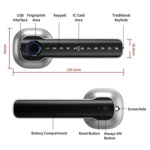 Prix usine universel Smart Fingerprint Lock Cloud Wi-Fi activé Tuya App Key + mot de passe déverrouillage des clés de sauvegarde - Product Image 4
