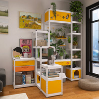 Rak Penyimpanan Baja Modular 2-in-1 & Furnitur Bersama Manusia-Hewan Peliharaan |   Rak Tempat Tidur Hewan Peliharaan DIY untuk Penggunaan Rumah & Komersial