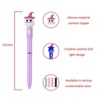 Bolígrafos Promocionales de Lujo con Luz LED de Halloween O&Q, Diseño de Plástico, para Niños, 0.7 mm, Papelería Escolar, Juguete, Tinta Negra/Azul, 15.1 cm