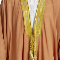 Boubou Africain Homme Vêtement Nigérian Broderie Dorée Cape Mousseline Robe Arabe Musulmane Thobe Caftan Robe Ankara