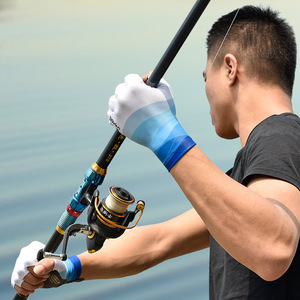 Guantes de pesca sin dedos de silicona antideslizantes para pesca al aire libre, protección de la palma para hombre, azul océano, blanco, negro, gris - Product Image 1
