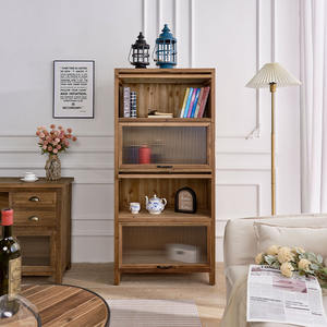 Home Durable Multifunction Solid Wooden <b>Sideboard</b> Glass Door <b>Kitchen</b> Living Room Dining Bedroom Home Bar Hotel Accent Display - Product Image 1