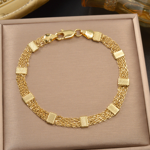 fine bangle pure <b>copper</b> crafted delicate multi strand woven mesh bulk wholesale 18k gold plated fashion chain link <b>bracelet</b> - Product Image 5