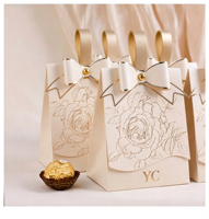 Boîte cadeau portable en papier personnalisable, idéale pour les souvenirs de mariage, vente chaude