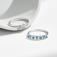 Bague en argent sterling 925, alliance éternelle exquise, couleur Paraiba, CZ vert menthe, bagues empilables pour femmes, bijoux fins