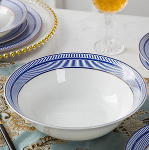 European-style Home 28 Pieces Kitchens Dinnerware <b>Sets</b> Porcelain <b>Dinner</b> Blue-edge Bone China - Product Image 6