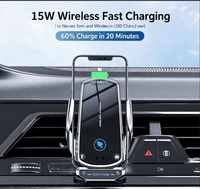 Pengisi Daya Nirkabel Mobil Universal, Dudukan Ponsel 15W Pengisian Cepat, Sensor Penjepit Otomatis Pintar, Pegangan Elektrik Senyap untuk Navigasi GPS Mobil