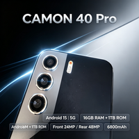 Smartphone Tecno Camon 40 Pro 5G Original à Succès Commercial, 12 Go + 512 Go, Processeur Deca Core, Écran HD OLED 120 Hz, Débloqué avec Appareil Photo 8 MP
