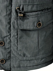 Veste d'hiver à capuche épaisse et chaude pour hommes en livraison directe, veste cargo décontractée chic à plusieurs poches - Product Image 6