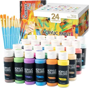 24 màu sắc 2oz/60ml bóng cho vải sơn thủ công trẻ em nghệ thuật sơn giáng sinh quà tặng cho trẻ em Acrylic sơn Bộ