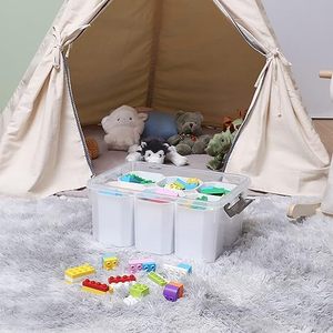 Plastic Storage <b>Bins</b> with 6 Detachable Inserts Clear Storage Box with <b>Lids</b> Multipurpose Stackable Storage <b>Bins</b> for Organizing to - Product Image 6