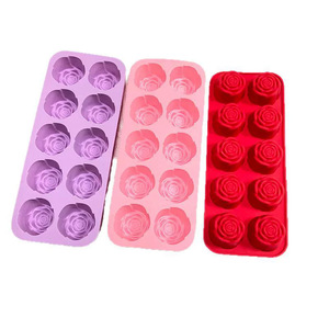 Molde de Silicona con 10 Cavidades en Forma de Rosa, Grado Alimenticio, Antiadherente, para Hornear Pasteles, Chocolate, Jabón Artesanal, Velas y Pudín - Product Image 1