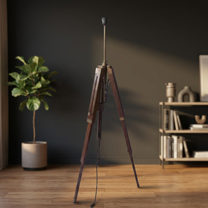 3 Fold Vintage <b>Nautical</b> Antique Floor <b>Lamps</b> Stand Light Wooden Adjustable Tripod. - Product Image 4