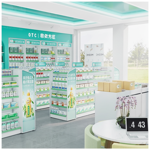 Étagères <span class=keywords><strong>de</strong></span> supermarché <span class=keywords><strong>en</strong></span> acier et bois robustes avec niveaux réglables et porte-étiquettes <span class=keywords><strong>en</strong></span> acrylique pour l'affichage des médicaments <span class=keywords><strong>en</strong></span> vente libre - Product Image 1