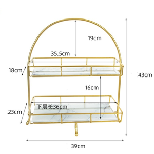 Oro 2 Tier <span class=keywords><strong>Bagno</strong></span> Filo di Vanità di Trucco Dell'organizzatore Cosmetico di Immagazzinaggio <span class=keywords><strong>Mensola</strong></span> per Dresser e Piano di Lavoro - Product Image 6