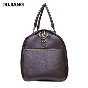 Bolsa de Viaje de Cuero Genuino Dujiang, Gran Capacidad, Cierre de Cremallera, Unisex, Color Marrón Sólido, Bolsa de Viaje Deportiva para Exteriores - Product Image 5