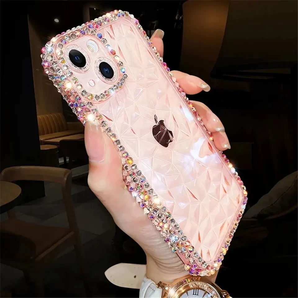 Luxury Glitter Bling Diamond Transparent Soft Phone Case For iPhone 14 13 12 Pro Max 11 XS XR 7 8 Plus Clear Silicone Cover