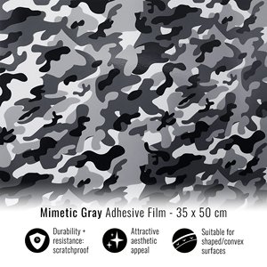 Pellicola avvolgente mimetica grigio 35X50 cm autorigenerante rotolo di protezione della vernice per cambiare colore della carrozzeria - Product Image 1