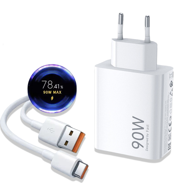90W USB Fast Charger for Xiaomi 15 14 13 12 11 10 Ultra Redmi Note 12T 13 Pro Turbo Quick Charge Type C USB Charging Cable